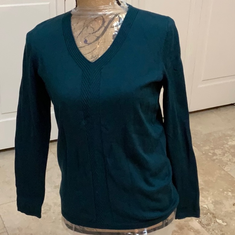Talbots Forest Green V-Neck Sweater